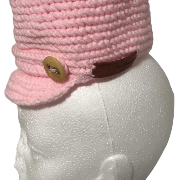Unique Handmade Kids Pink Winter Hat - Picture 2 of 3